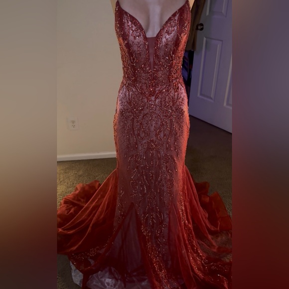 Dresses & Skirts - Embellished Red Sequin Mermaid Gown Prom Dress